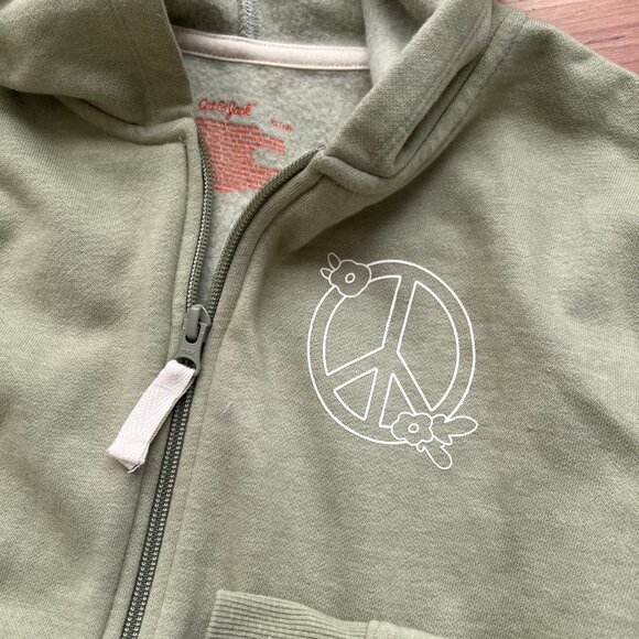 Girls Cat & Jack zip-up hoodie peace sweatshirt - Picture 3 of 4